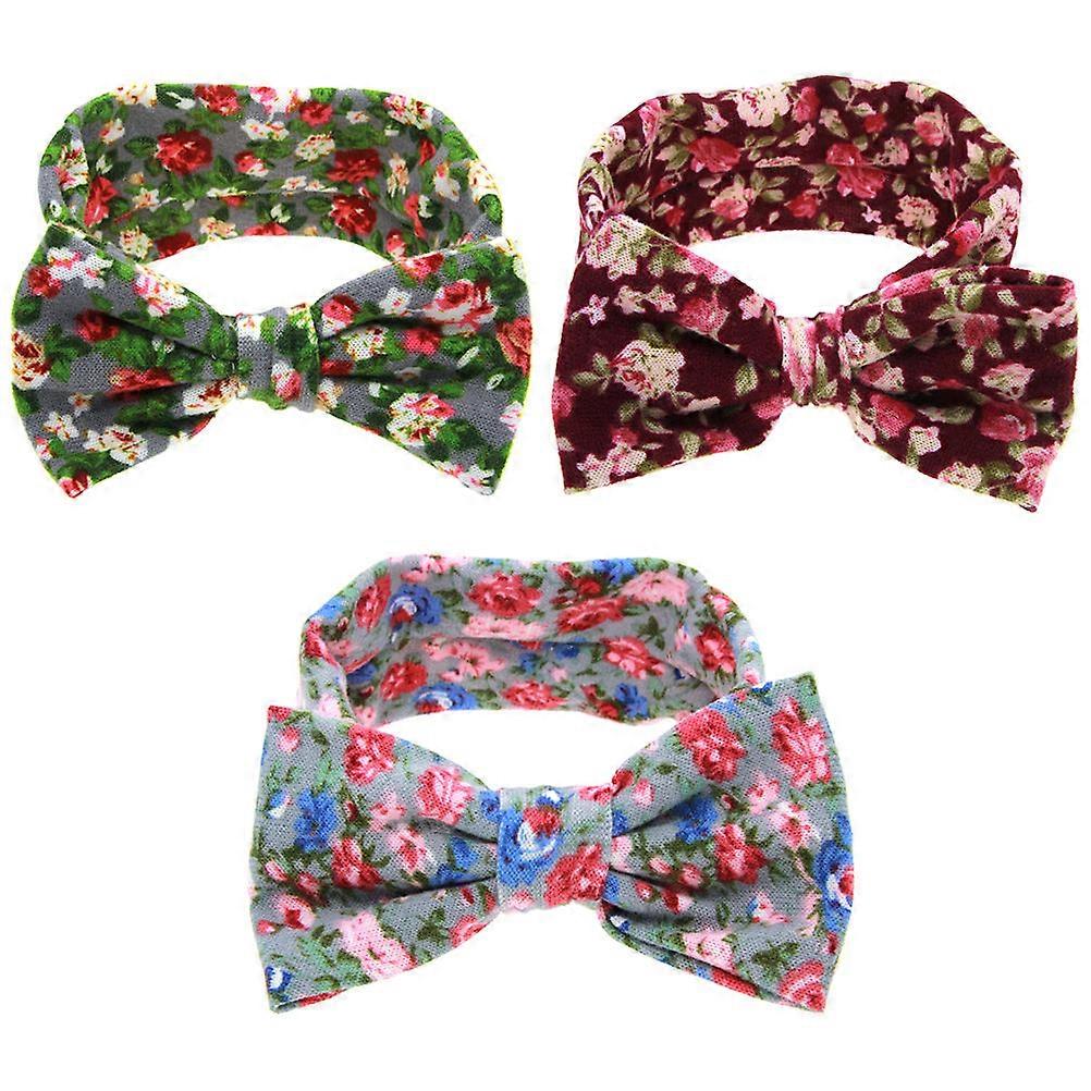 Headbands For Girls Adjustable Design Bowknot Shaped Headwrap 3Set