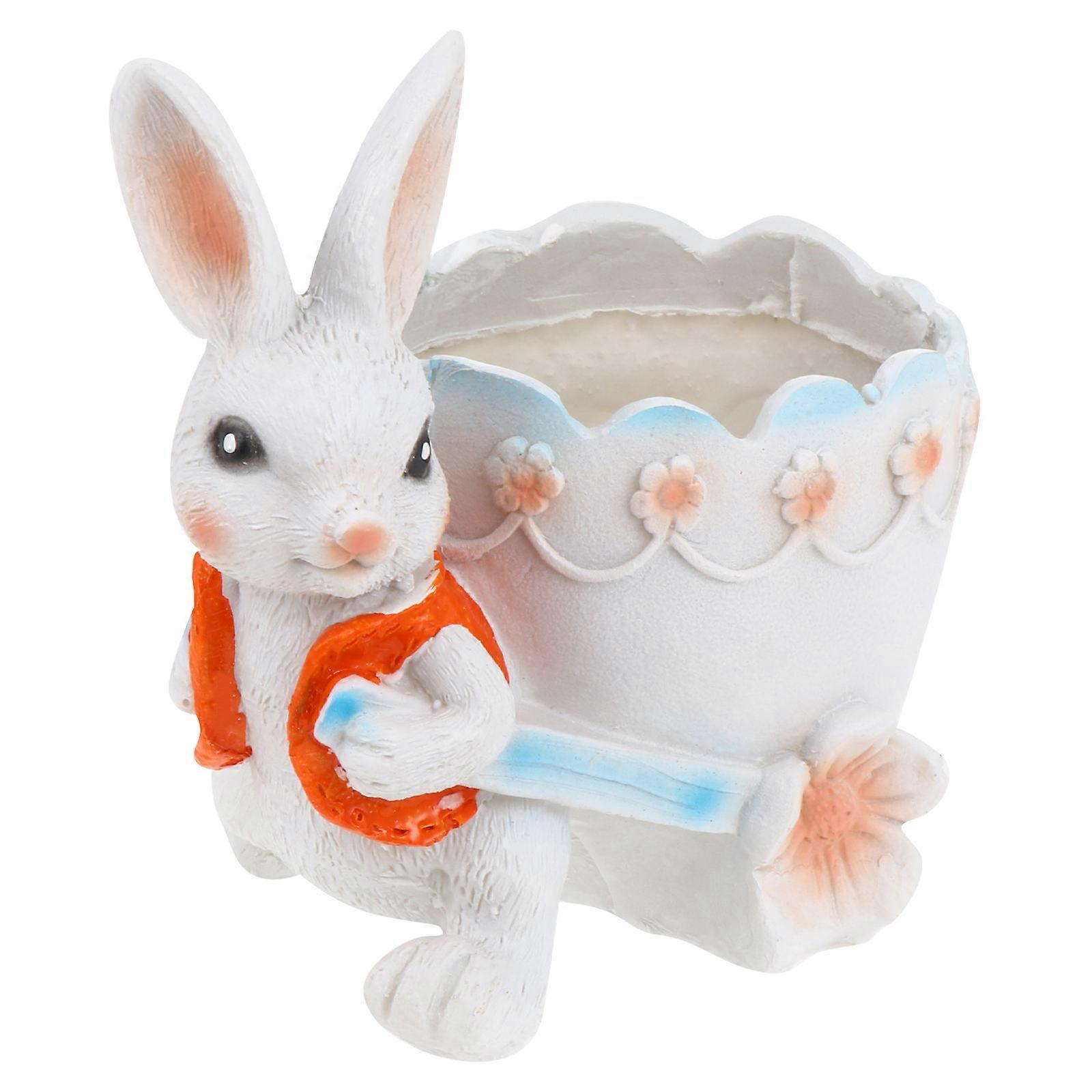 Rabbit Succulent Flowerpot Cartoon Style Balconies Multi-Colored 13x9.5CM Home Decoration 1Set