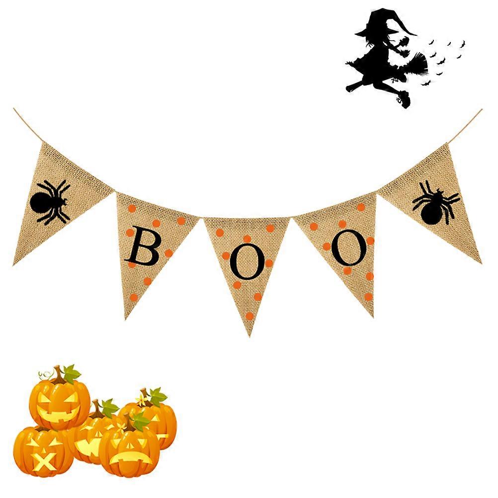 Spider Halloween Decor Pennant Banner Special Day Decorations Triangle Shape Linen Material 1Set