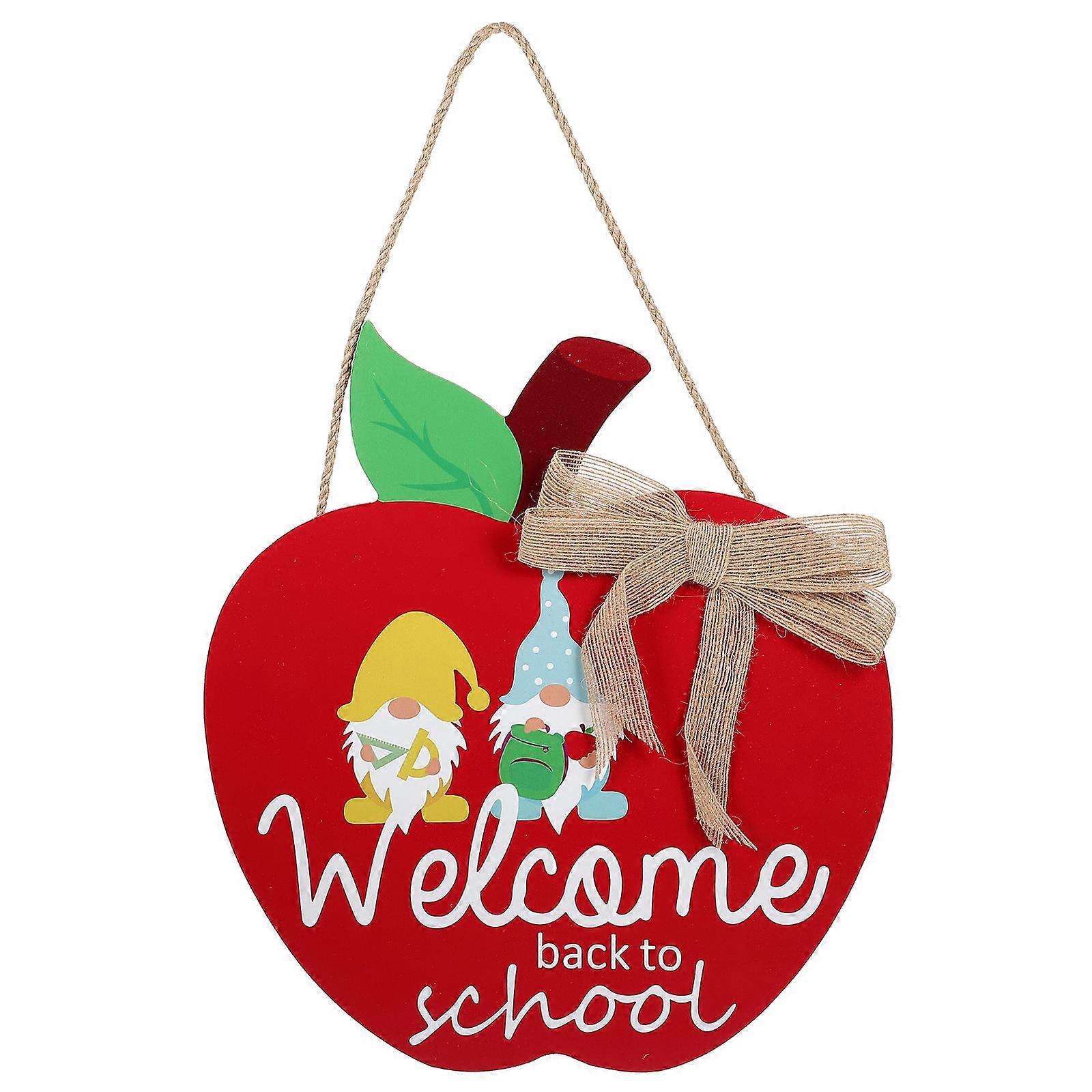 Apple-Shaped Welcome Door Plate Hanging for School Decoration Rustic Style Material 32.00X30.00X0.50CM 1Set