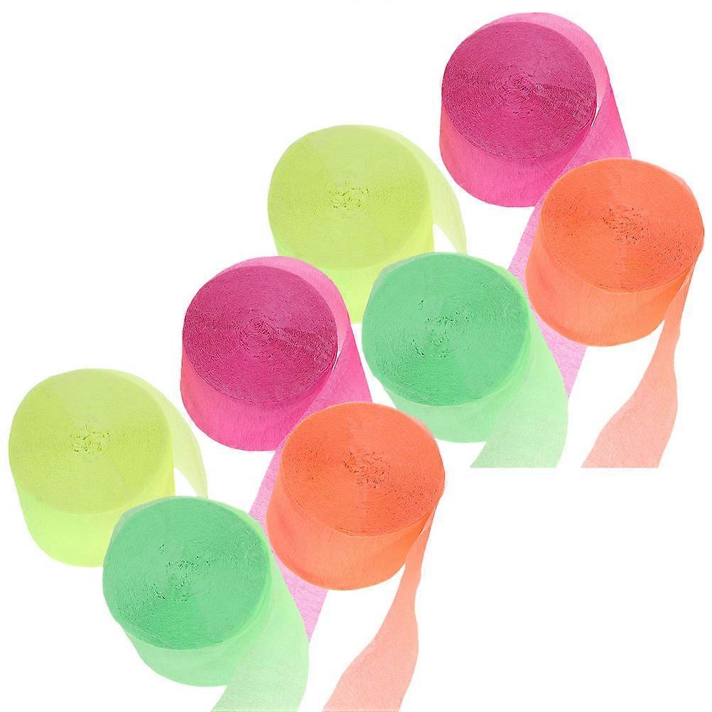 Paper Streamers Rolls Glow Crepe Paper Birthday Party Hanging Streamer Fluorescent Orange Decoration 8 Rolls
