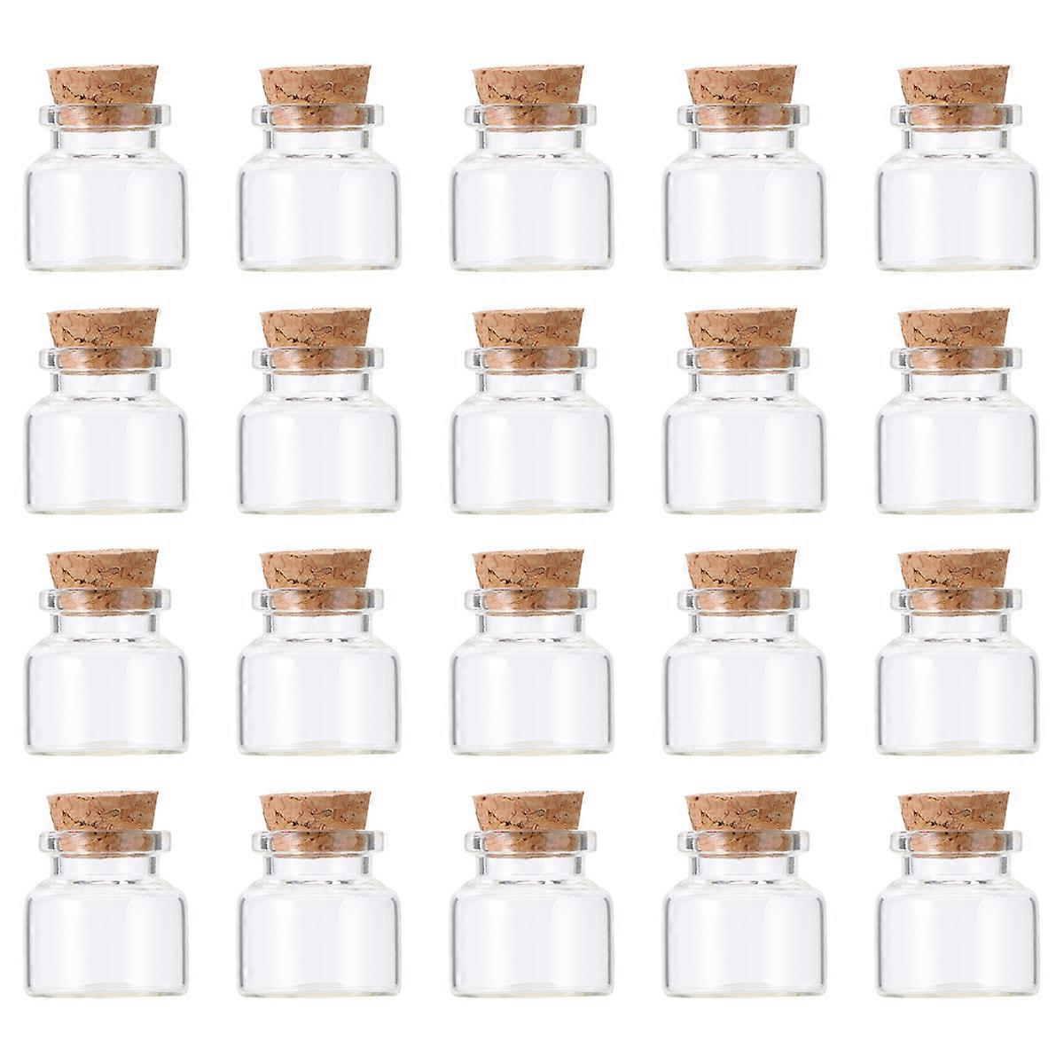 20pcs Mini Glass Bottles with Cork Stopper – Transparent Wish Jars for DIY Crafts, Flower Tea, Home Decor, Party Favors & Message Storage