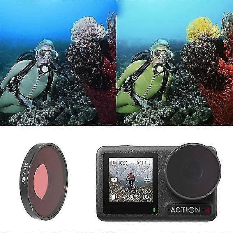 For DJI Osmo Action 4 Junestar Threaded Camera Lens Filter Red Diving Filter for Underwater Photography and Videography