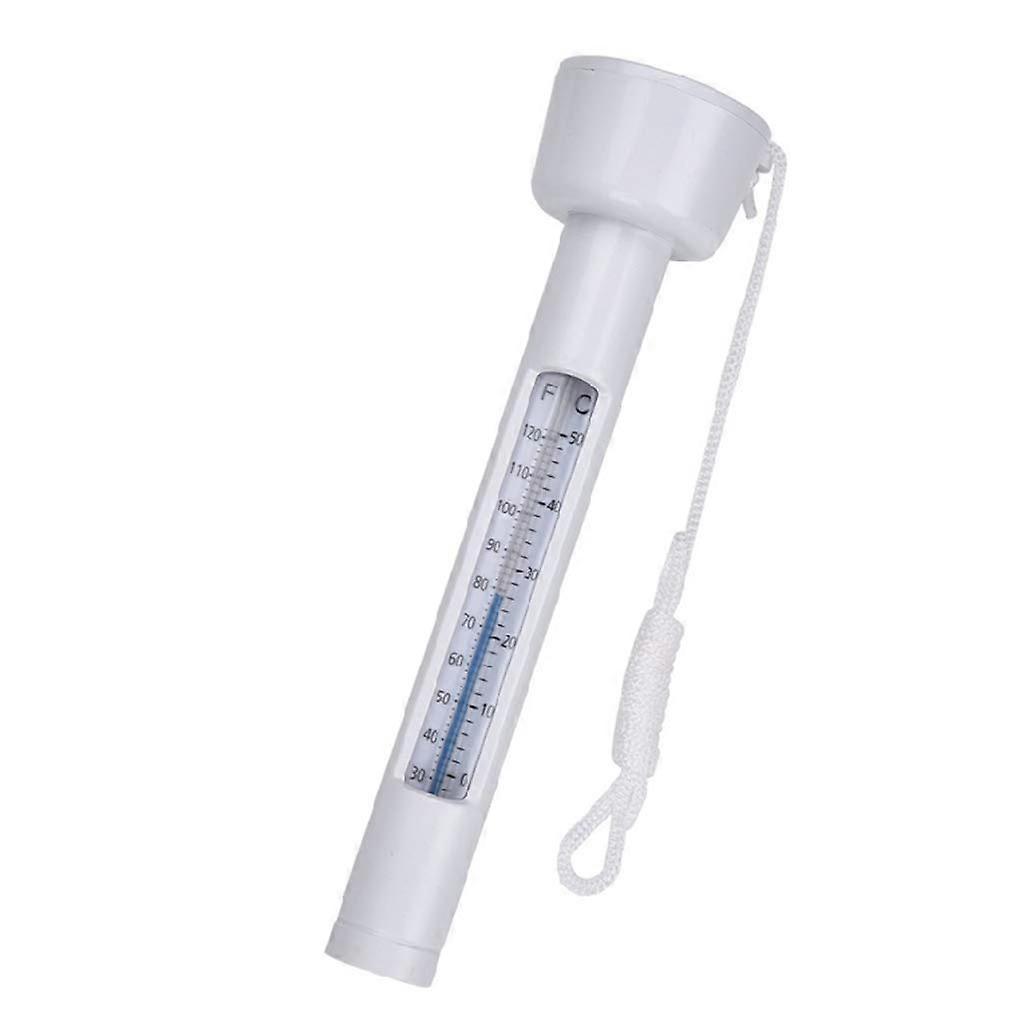 Large floating pool water thermometer for outdoor and indoor swimming pools, whirlpools, and fish ponds.