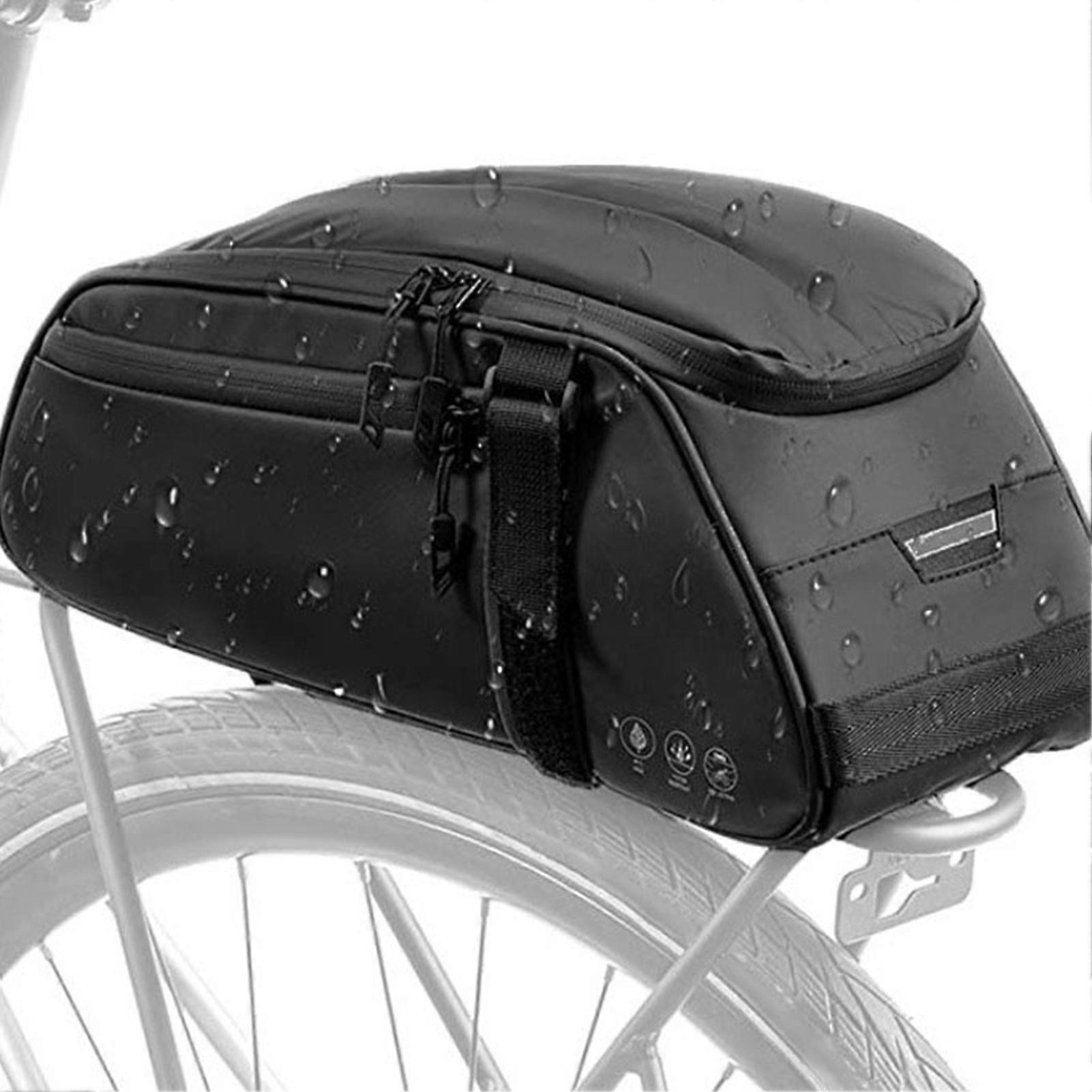 Reflective Bicycle Rear Rack Bag, 8L Capacity, Improves Visibility, Water Resistant, Oxford Fabric & PU Leather