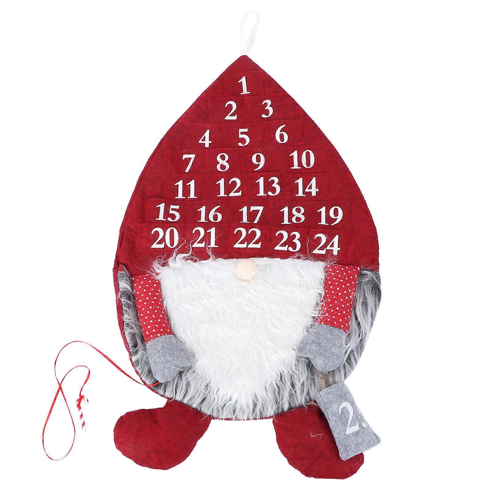 Gnome Christmas Advent Calendar Red Hat Santa Countdown Hanging Christmas Decorations 64*39cm 1Pcs