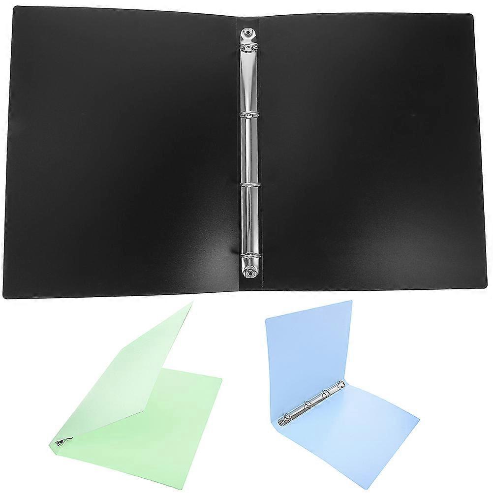 Loose Leaf Binder Organizer For Office Document Storage A4 Paper File Black Rectangular 3Pcs