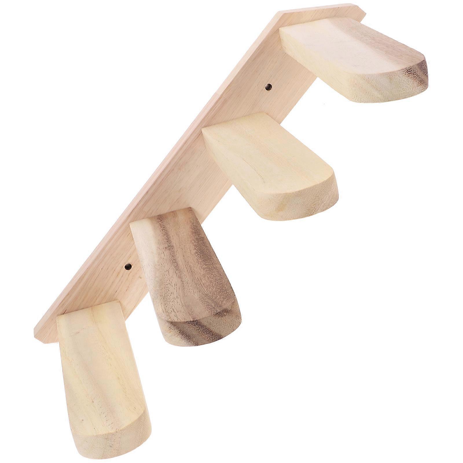 Wall Mounted Cat Climbing Set Cat Furniture Indoor Use Rectangular Solid Wood 1Set