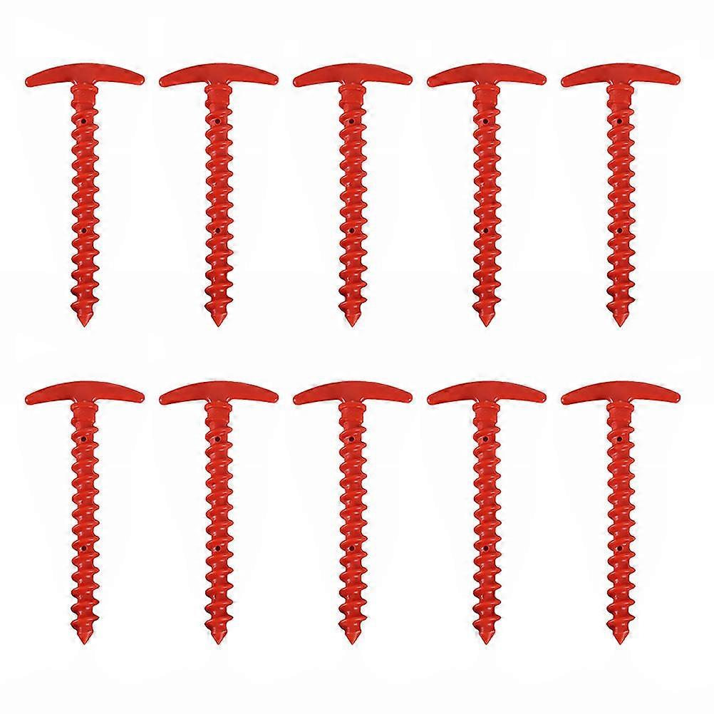 Nylon Tent Stakes for Outdoor Use High Strength Spiral Design Red Color 10 Pieces