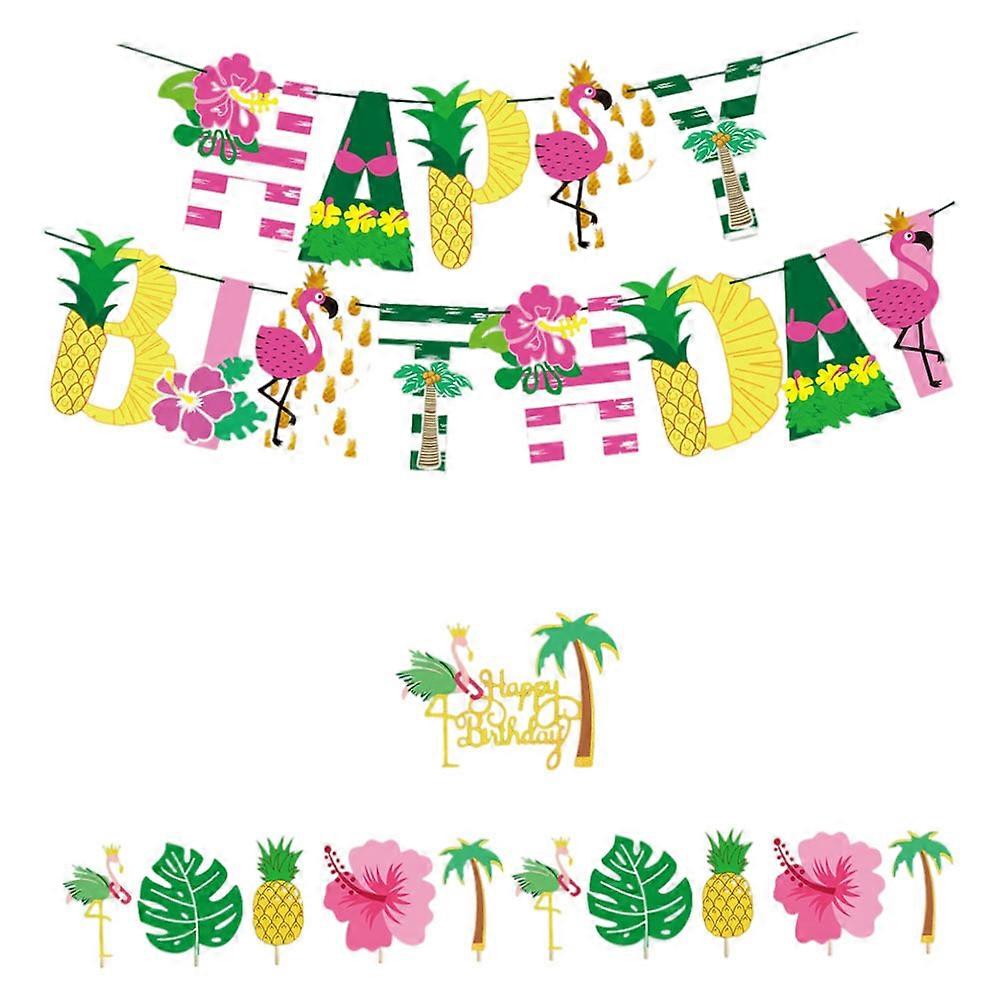 Hawaii Party Banner 1Set Assorted Color Paper Cake Decoration for Durable Reuse