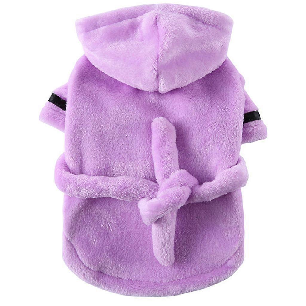 Quick-Drying Dog Bathrobe, Soft Microfiber Towel, Bathing Accessories (Purple, M)