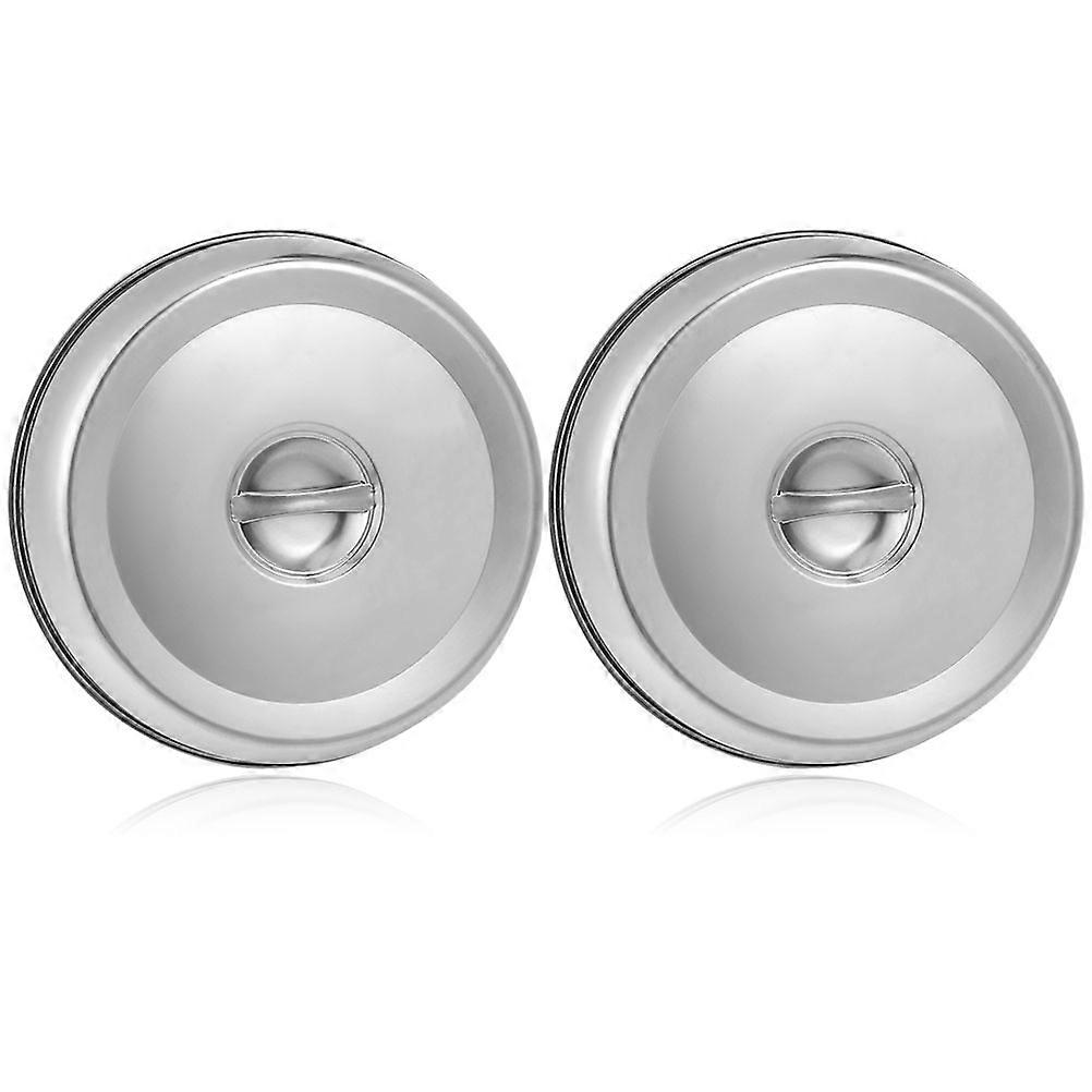 Stainless Steel Food Cover Practical Steak Lid for Indoor Cooking Silver 2Set Heat Circulation