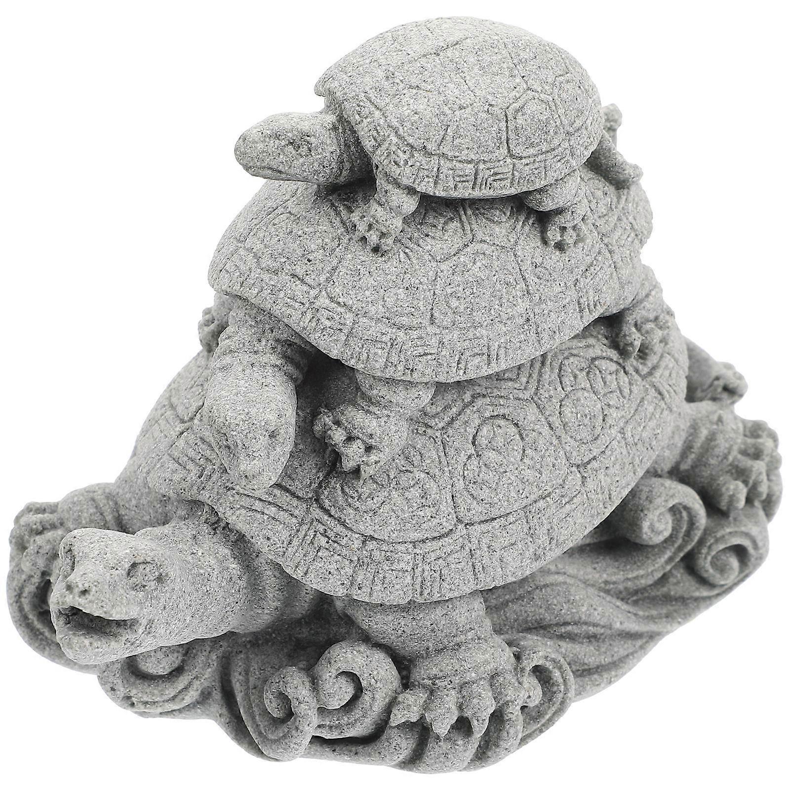 Turtle Ornament for Garden Sandstone Turtle Ornament Doll House Decorative Items 4.5×2.6×3.2in 1Set