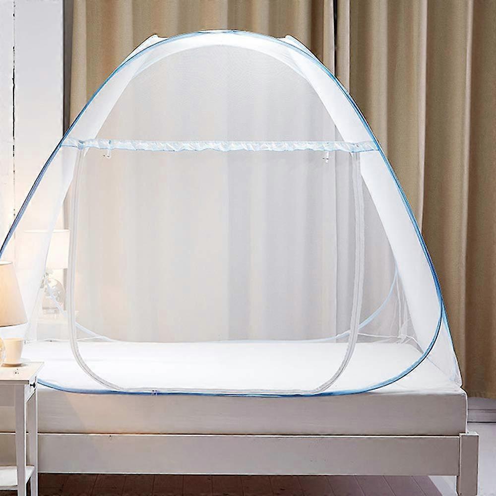 Pop-Up Mosquito Net Bed Canopy 100 x 190 x 100cm Light Blue Foldable Insect Protection Tent for Bedroom
