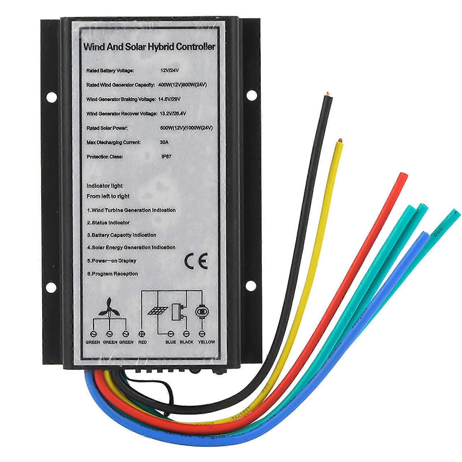Hybrid Charge Controller for 12/24V 400/800W Wind and 500/1000W Solar Generator