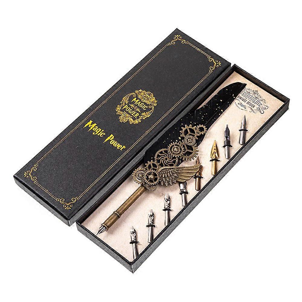 Deluxe Retro Dip Pen for Calligraphy Writing with 8 Replacement Nibs (Boxed)