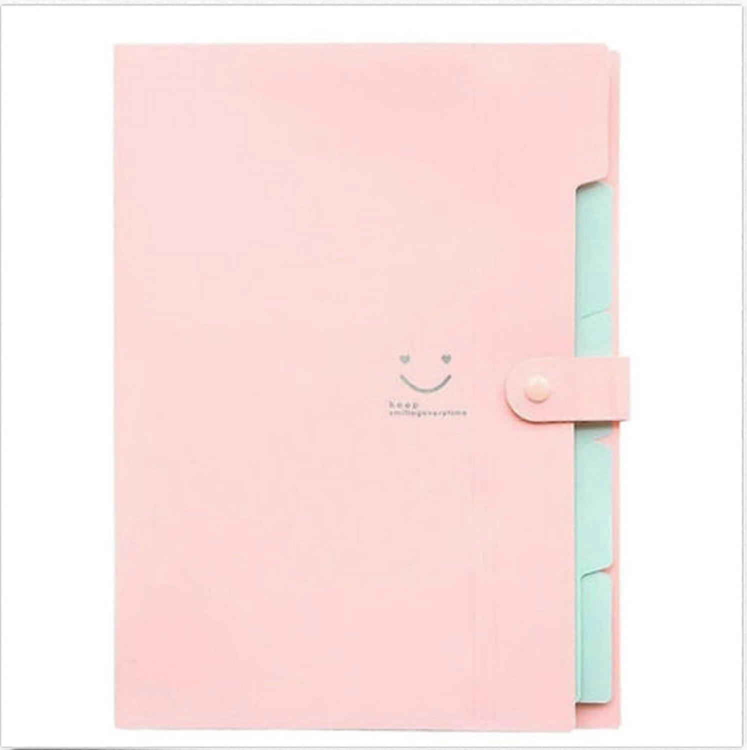 1pc Extension Folder 5 Pockets, Folder A4 Paper Organizer, Organize Extension Folder (pink)