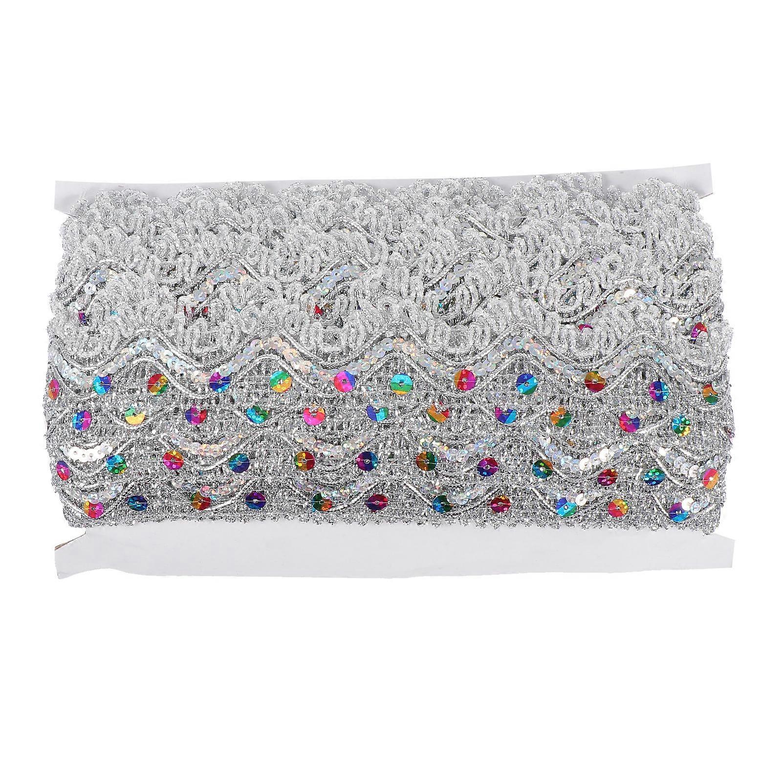 Clothing Accessory Floral Lace Applique Gimp Trim Sequin Embroidery Ribbon Ethnic Style Diy Crafts 1Pack