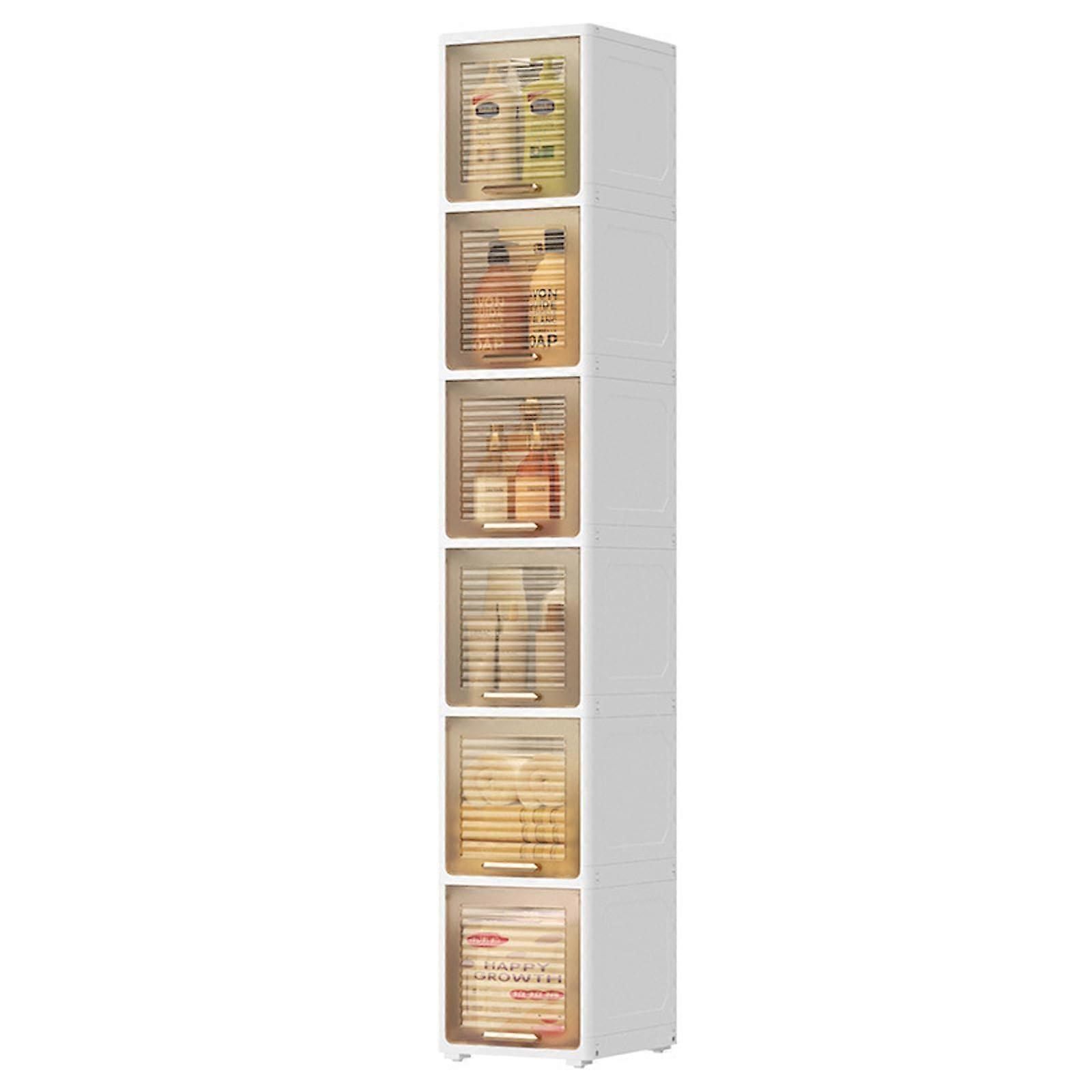 Slim Bathroom Storage Cabinet Slim Storage Trolley Plastic Space Saving Bathroom Organiser Transparent Tea 177 cm