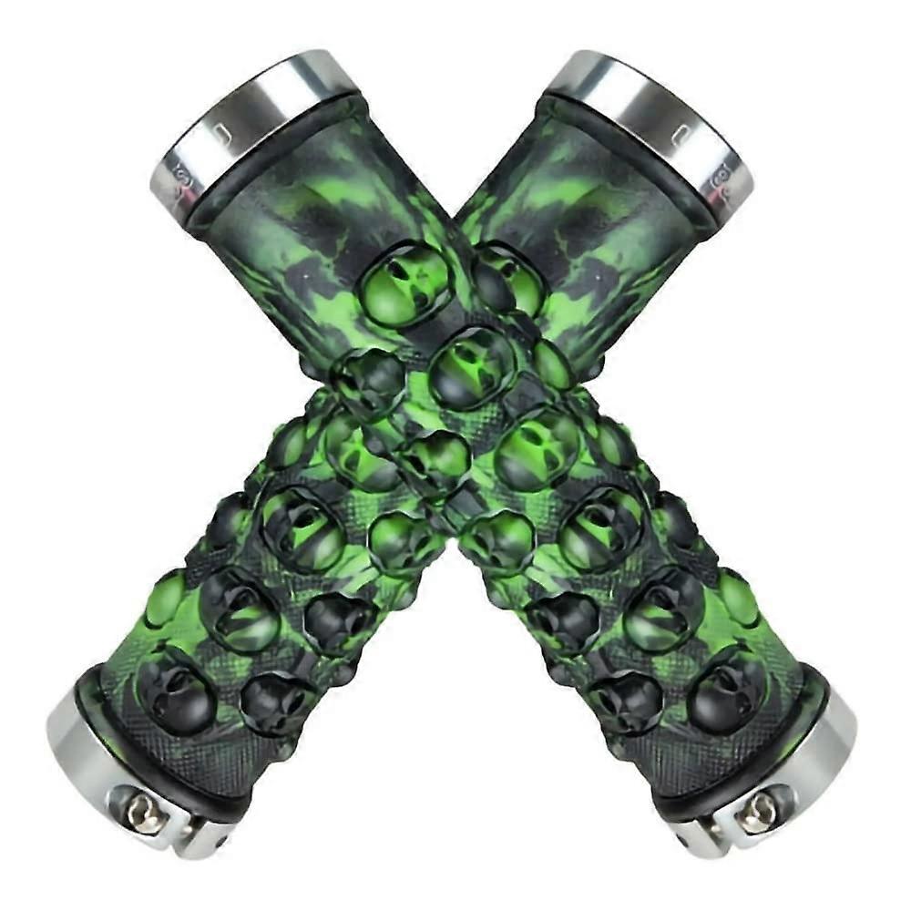 Bicycle Grips AntiSkid Comfortable Rubber Bicycle Handlebar Grips Mountain Road Bike Handle Bar Grips Bicycle Grips MTB Grips (Green Titanium Ring)