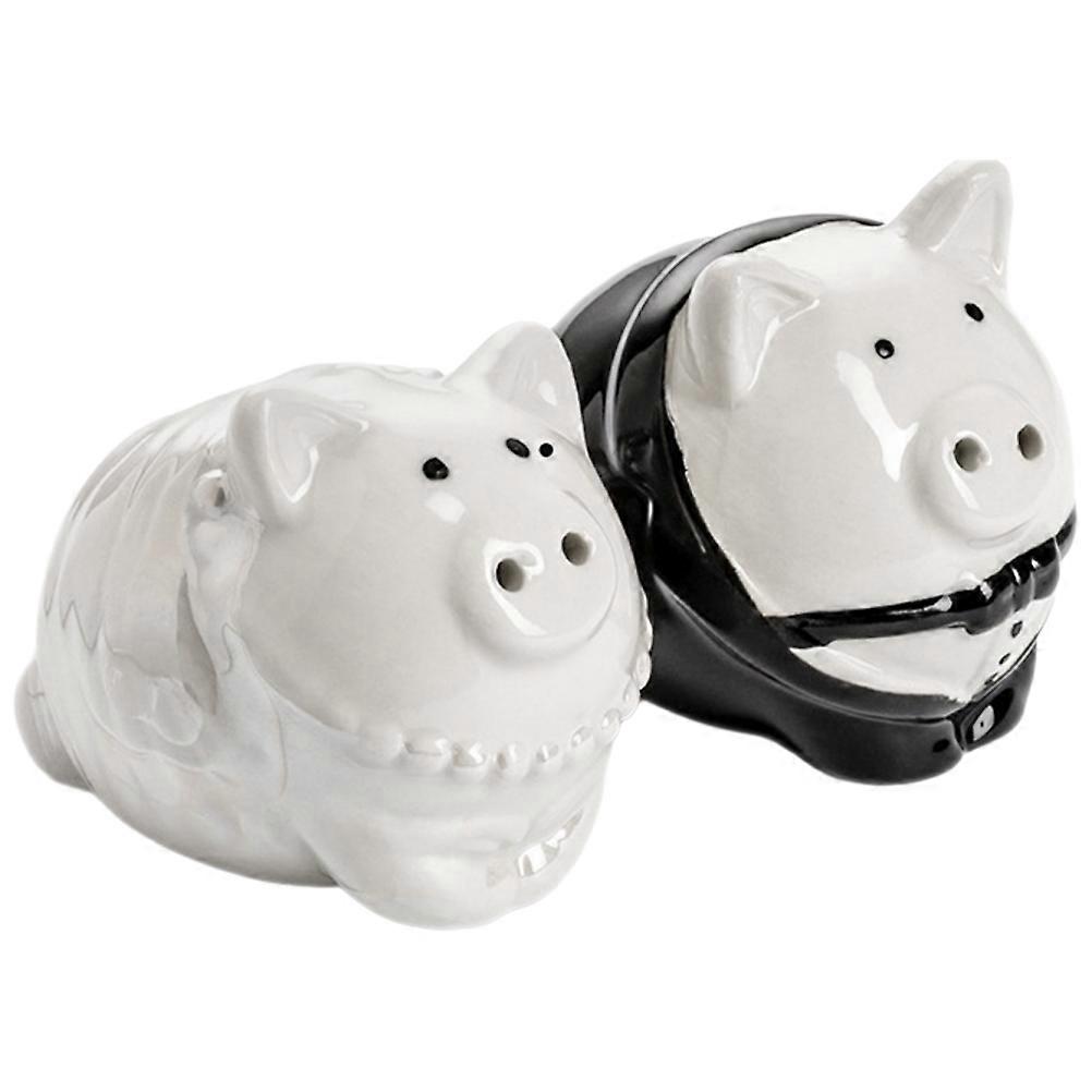 Ceramic Pig Shaped Salt Jar Wedding Day Centerpiece Storage Container Assorted Color Airtight to Keep Dry and Hygienic 1 Pair