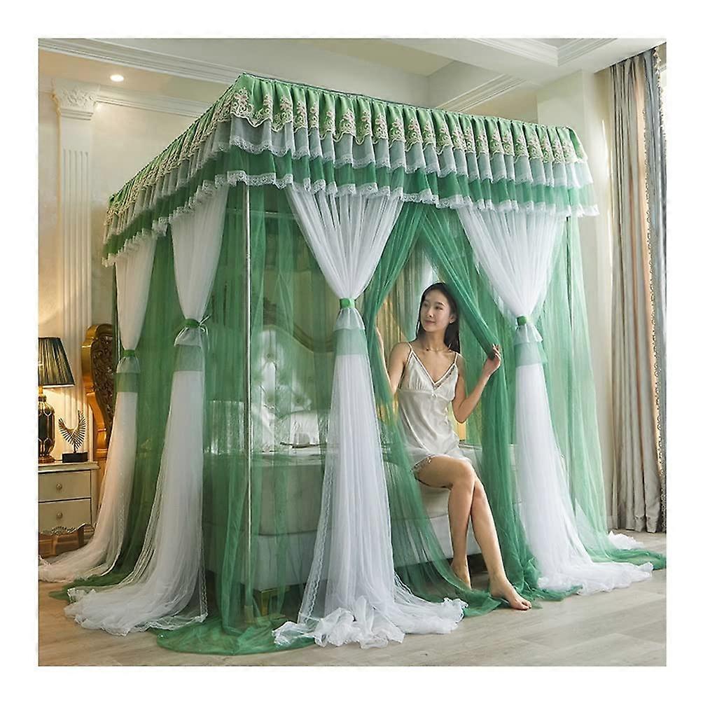 European Bed Canopy Mosquito Net, Princess Bunk Bed Curtain, Green2, 150x200cm