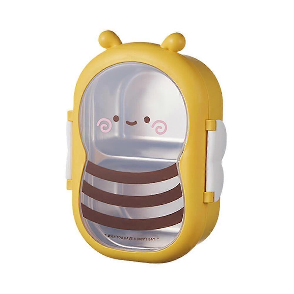 Stainless Steel Lunch Box for Kids with 2 Compartments, Leak-Proof Bento Box with Cartoon Bee Design for School and Travel