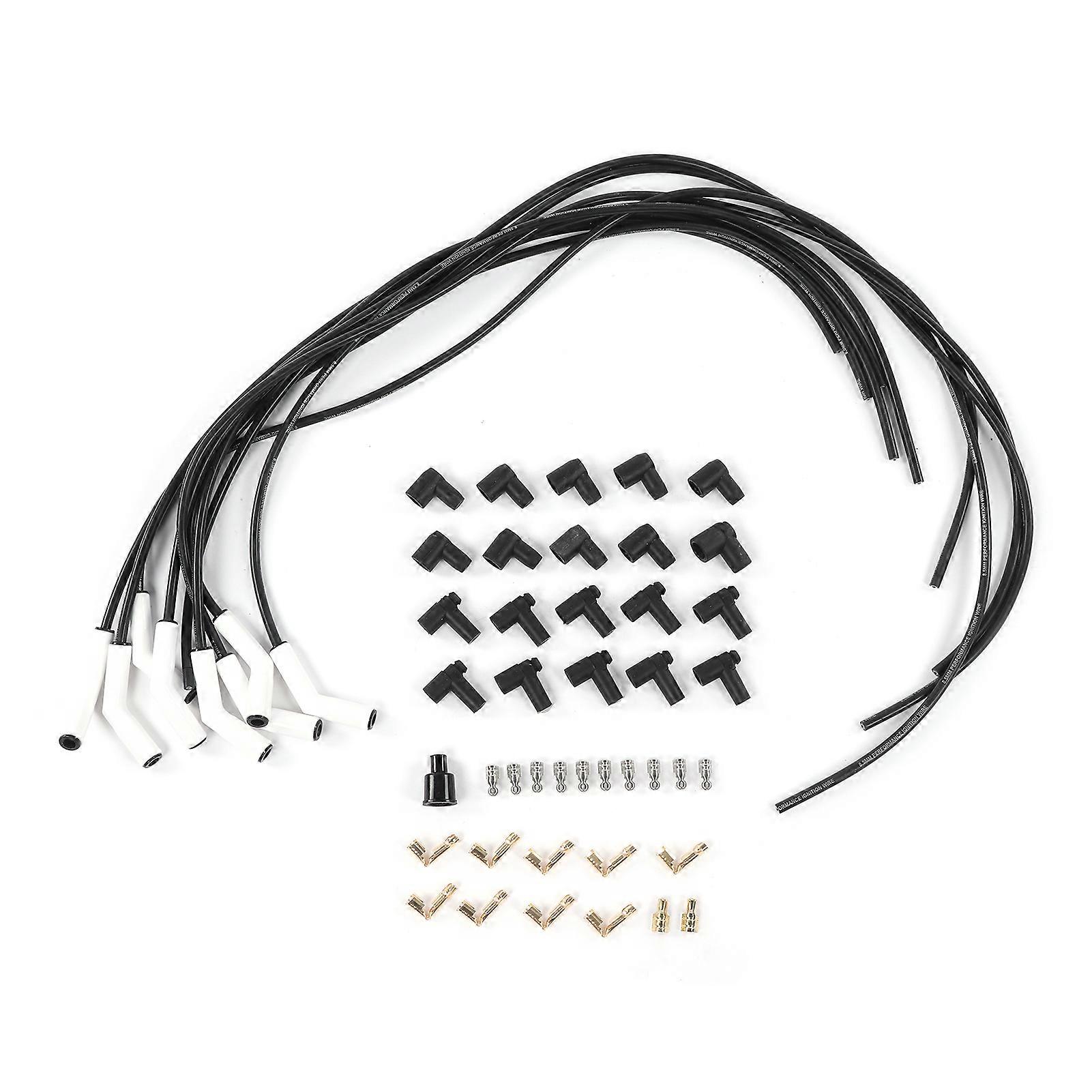 0.3in Spark Plug Wire 180° Ceramic Boots 9000C Ignition Plug Cable Universal for Car Modification