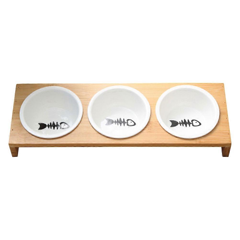 Ceramic Cat Water Bowl with Stand Multi Function Elevated Feeding Station for Indoor Pets, Easy Clean, Durable for Kittens and Puppies