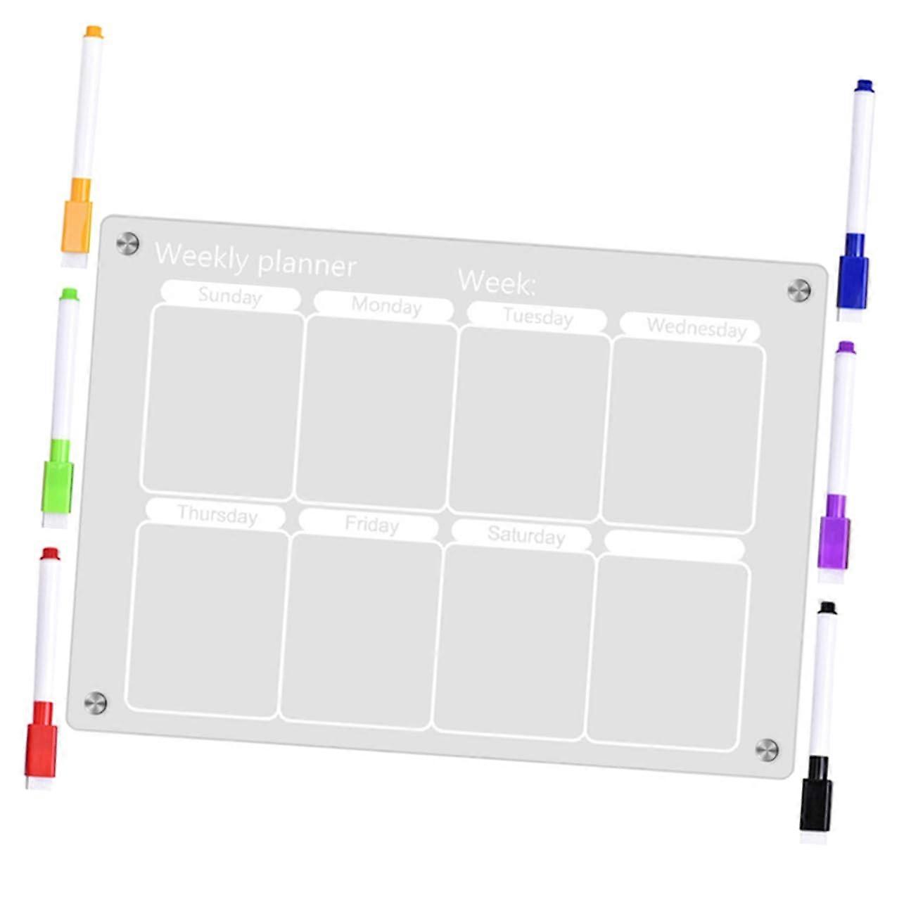 Magnetic Whiteboard Large Standing Refrigerator Planner With Transparent Acrylic Wipe Clean Surface Weekly Schedule