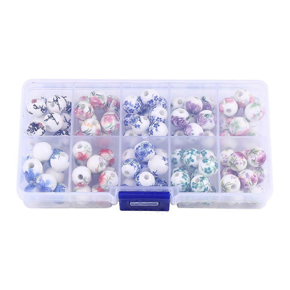 Assorted Color 10MM Round Ceramic Beads for Jewelry Making Traditional Style 100Pcs for Earrings and Necklaces