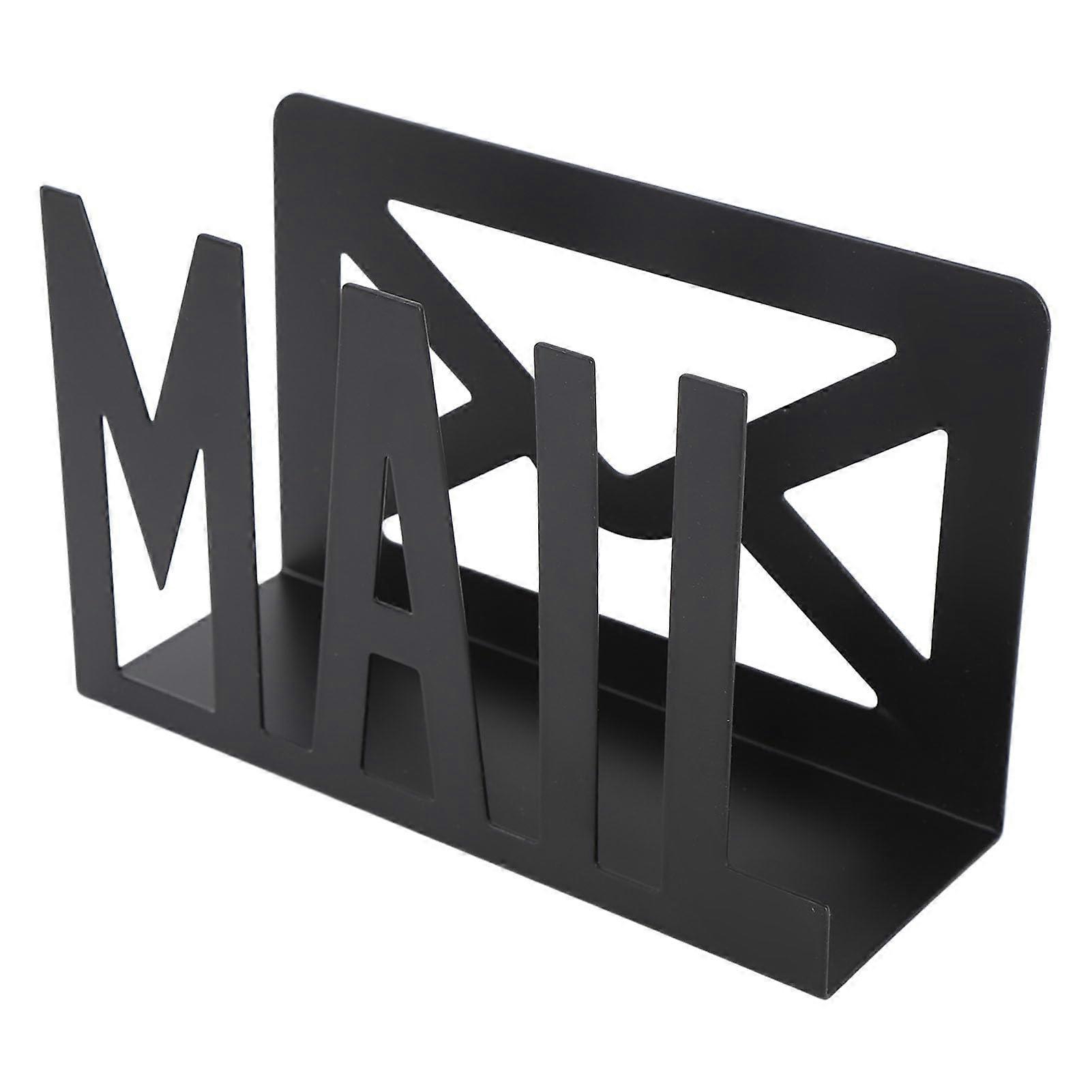 Iron Desk Letter Holder with Non-Slip Base, Durable Metal Envelope Storage Shelf Organizer for Home Office Use