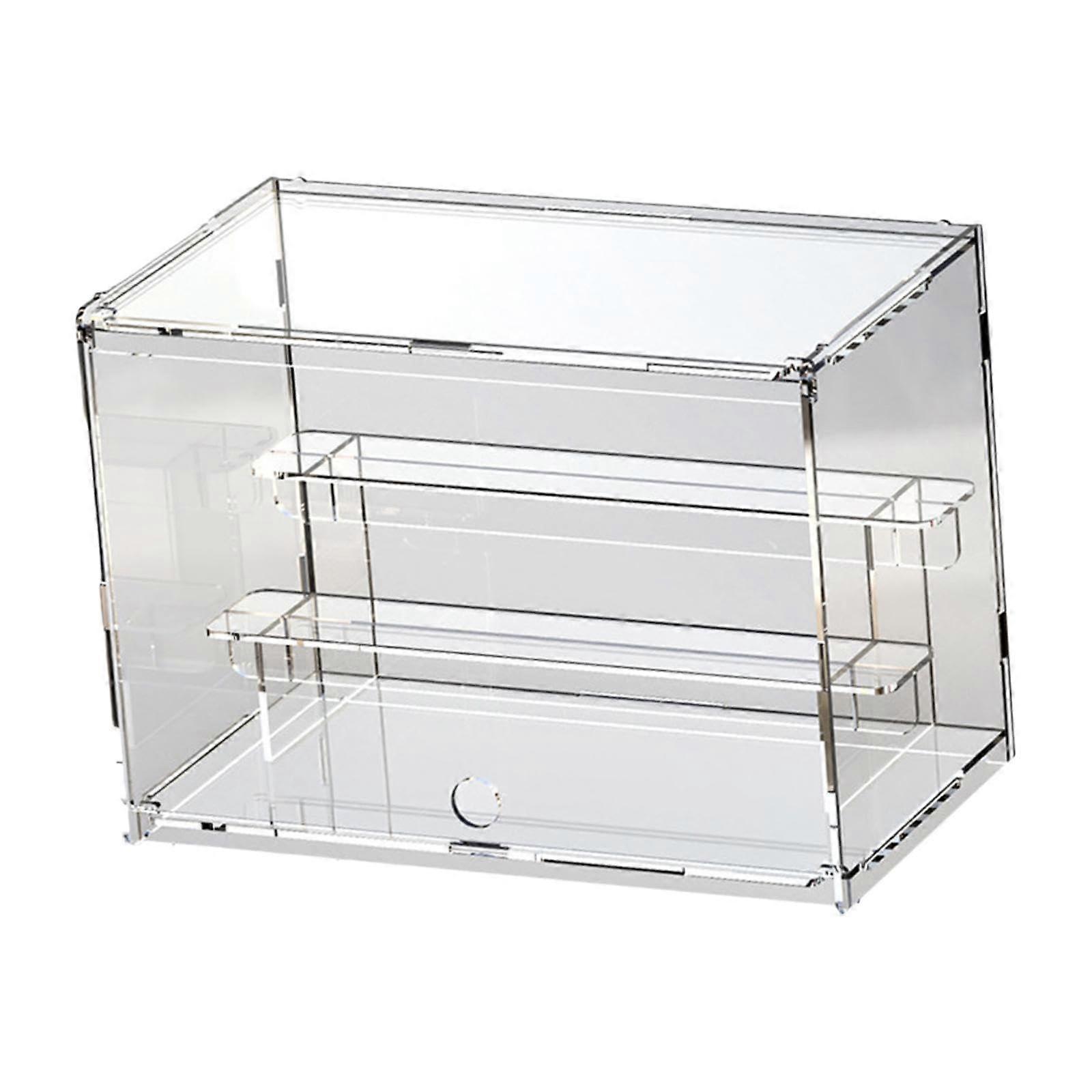 Transparent acrylic display case with two shelves for action figures dolls 12.2