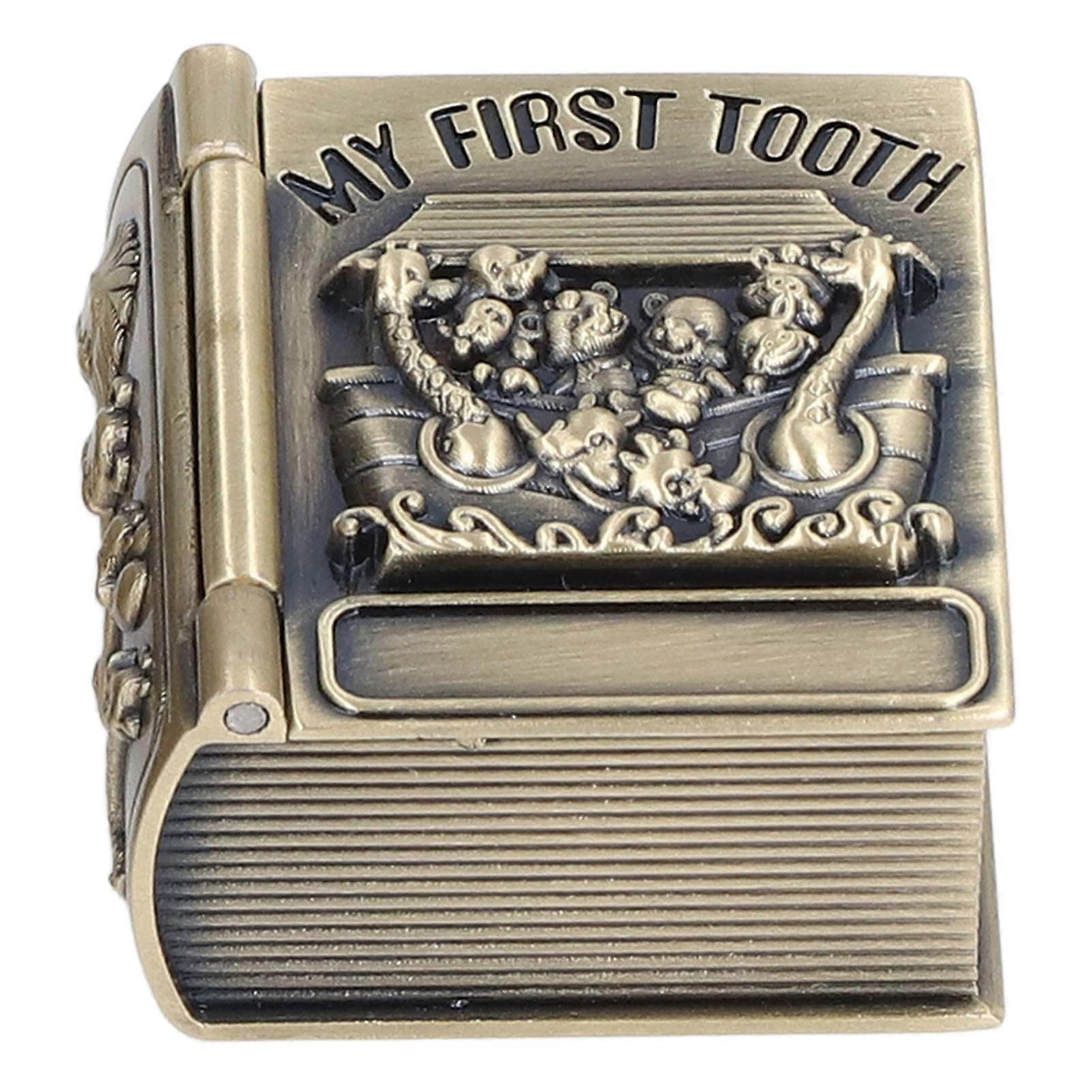 Tooth Keepsake Box Exquisite Polishing Process Engraving Pattern Durable Metal Baby Tooth Box