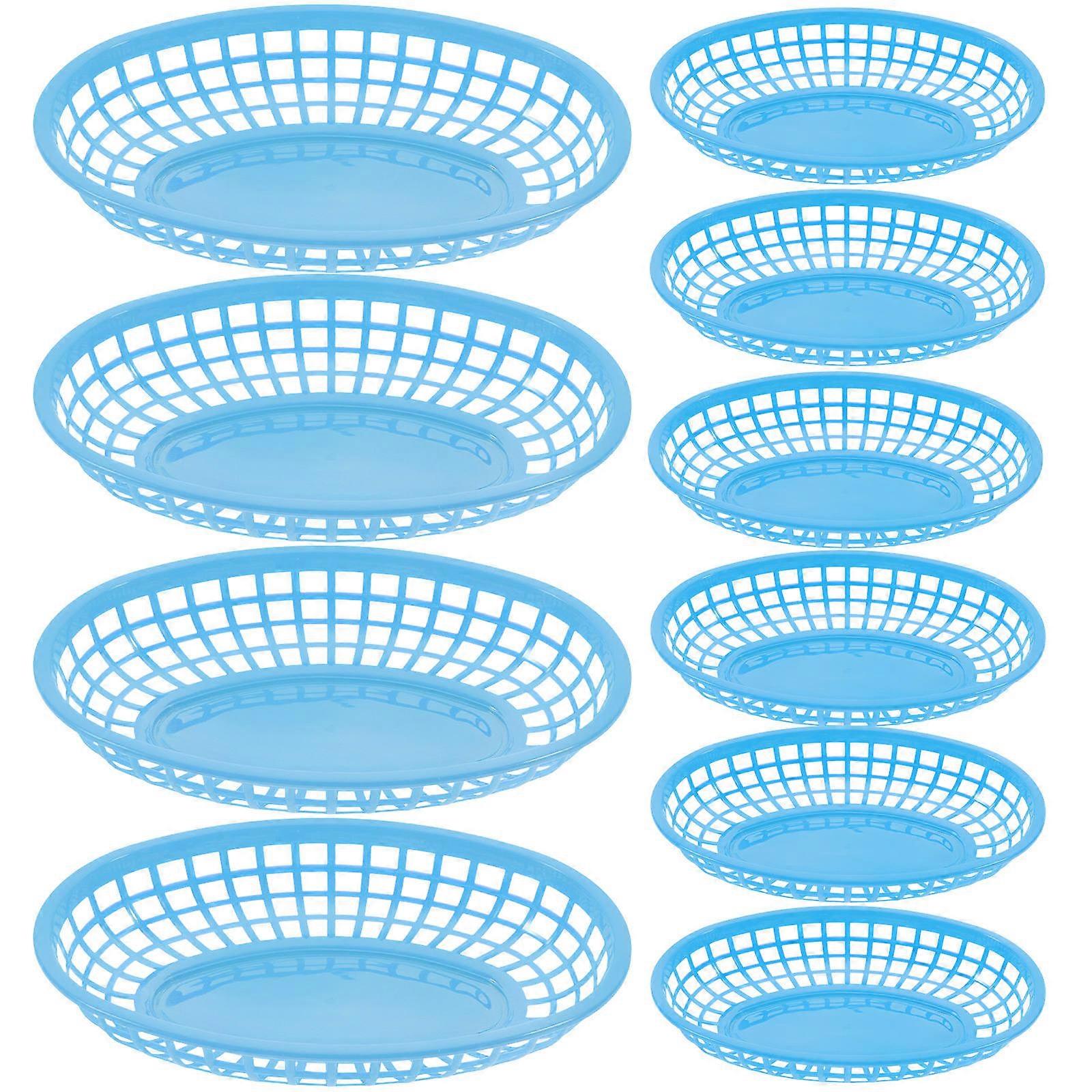 Blue Plastic Food Baskets for Storage Use Stacking and Reusable 12 Pieces Set