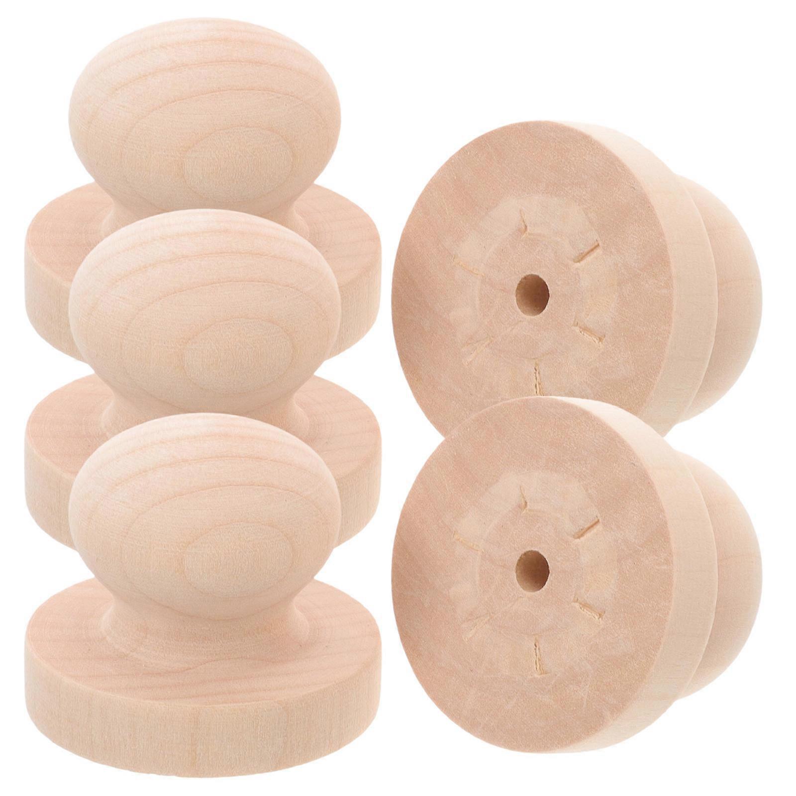 5pcs 5cm Wooden Round Handle DIY Stamp for Scrapbooking Craft Diary
