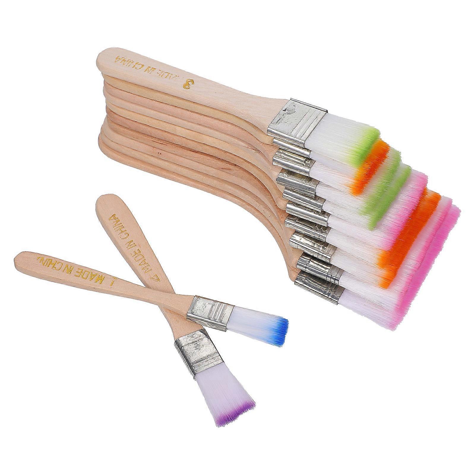 12 Piece Nylon Paint Brush Set with Wooden Handles for Oil, Watercolor & Multi Purpose Art Projects – Flat Brushes for Creative Expression
