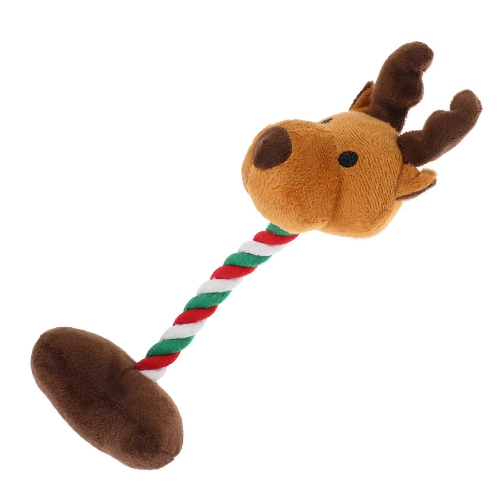 Christmas Squeaky Plush Toy for Cute Reindeer Design Durable Chew Toy for Puppies Interactive Boredom Relief for Small and MediumSized Dogs