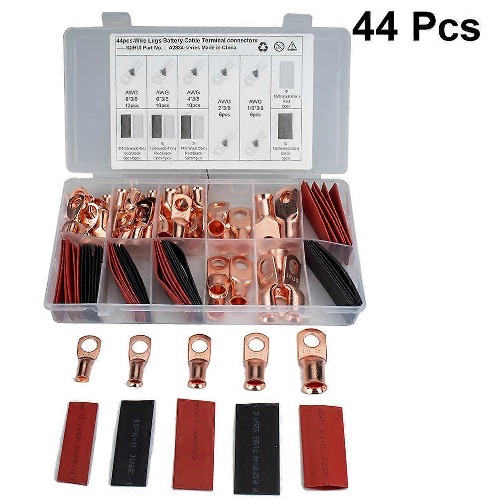 Electrical Wire Connectors Seamless Barrel Copper Crimp Rings Wiring Connections Moisture Sealing 44Pcs