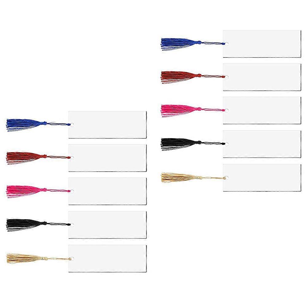 Bookmarks Blanks Clear Rectangle Simple Design Gift Giving Random Color Tassels Students 10 Sets
