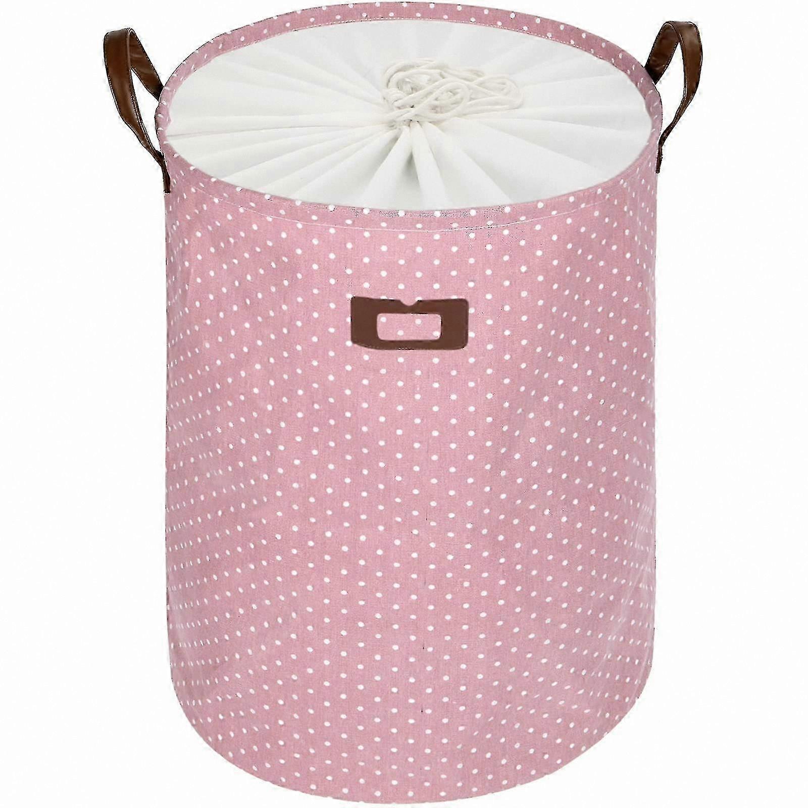 Extra Large Foldable Laundry Hamper with Drawstring Closure and Handles, Durable Storage for Clothes (Pink)