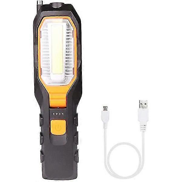 Led work light USB rechargeable flashlight, portable workshop lamp rotating Cob inspection lamp magnetic flashlight with magnet