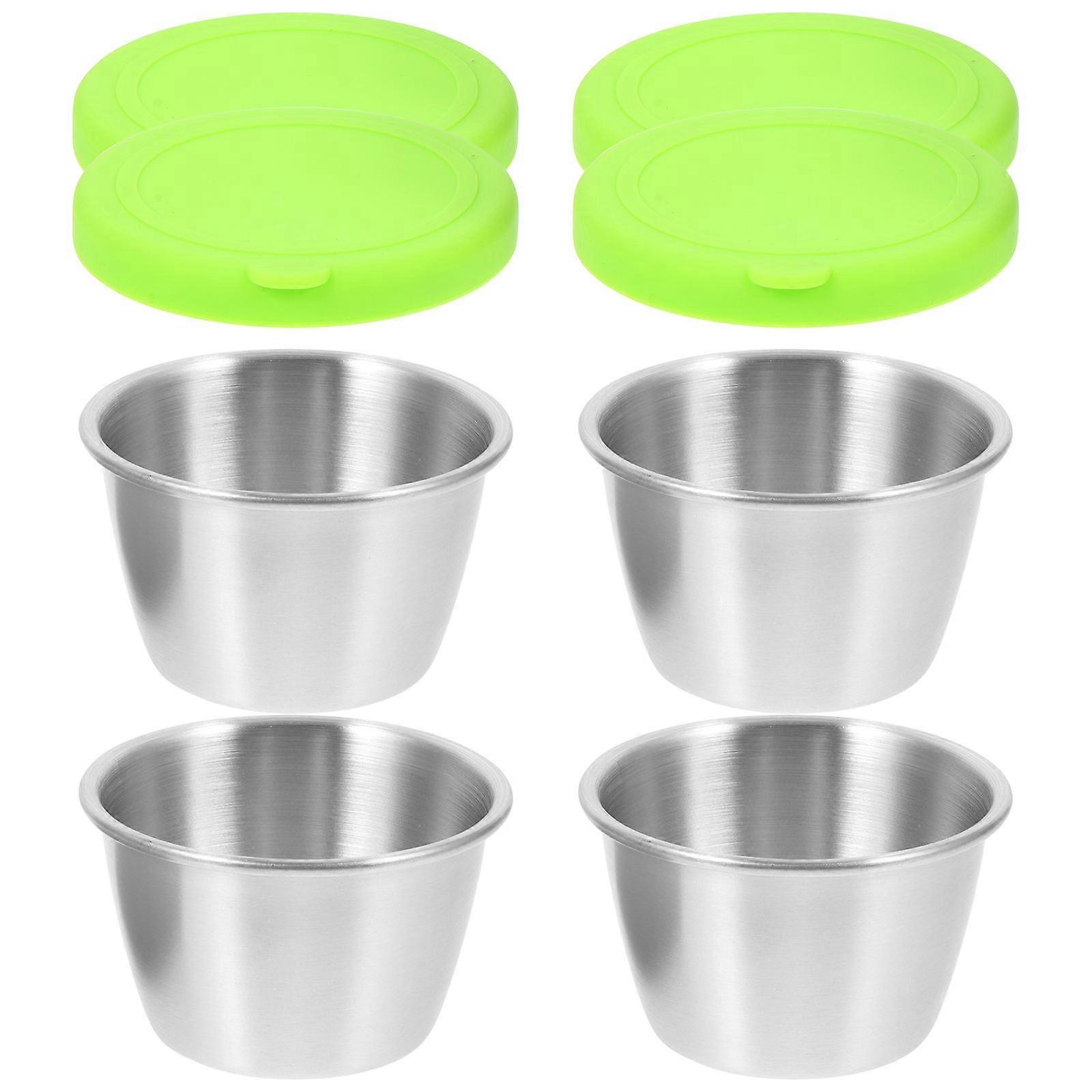 Multipurpose Sauce Cups 4 Sets Round Snack Sauce Dishes With Lids Storage Sealing For Use