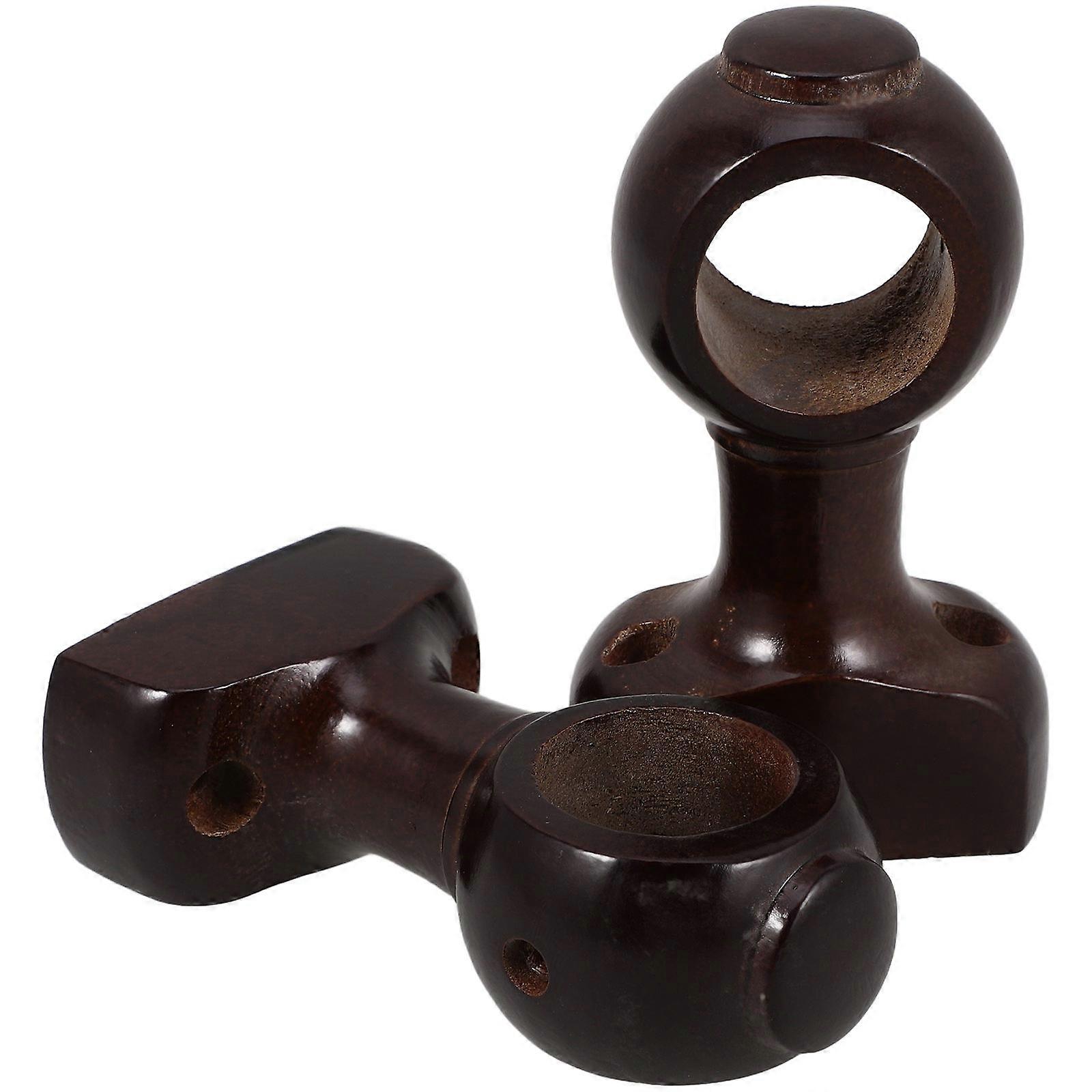Wooden Curtain Rod Holders Wall Mounted Sturdy and Reliable for Pole Coffee Color Fits Various Scenes 2 Pieces