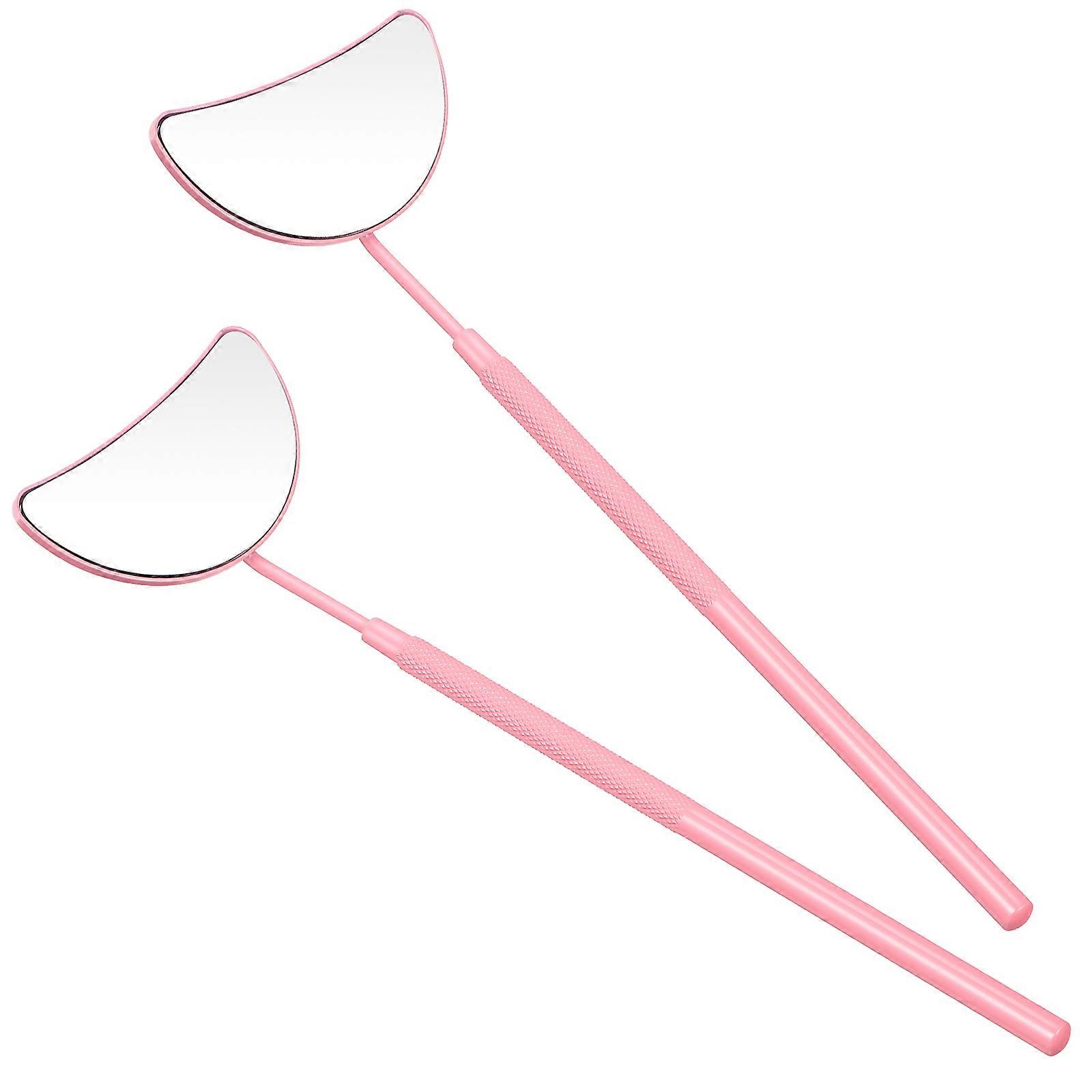 Handheld Eyelash Extension Mirrors 2PCS Premium Fog Resistant Design, Portable Shape & Non Slip Handle for Eyelash Application & Check