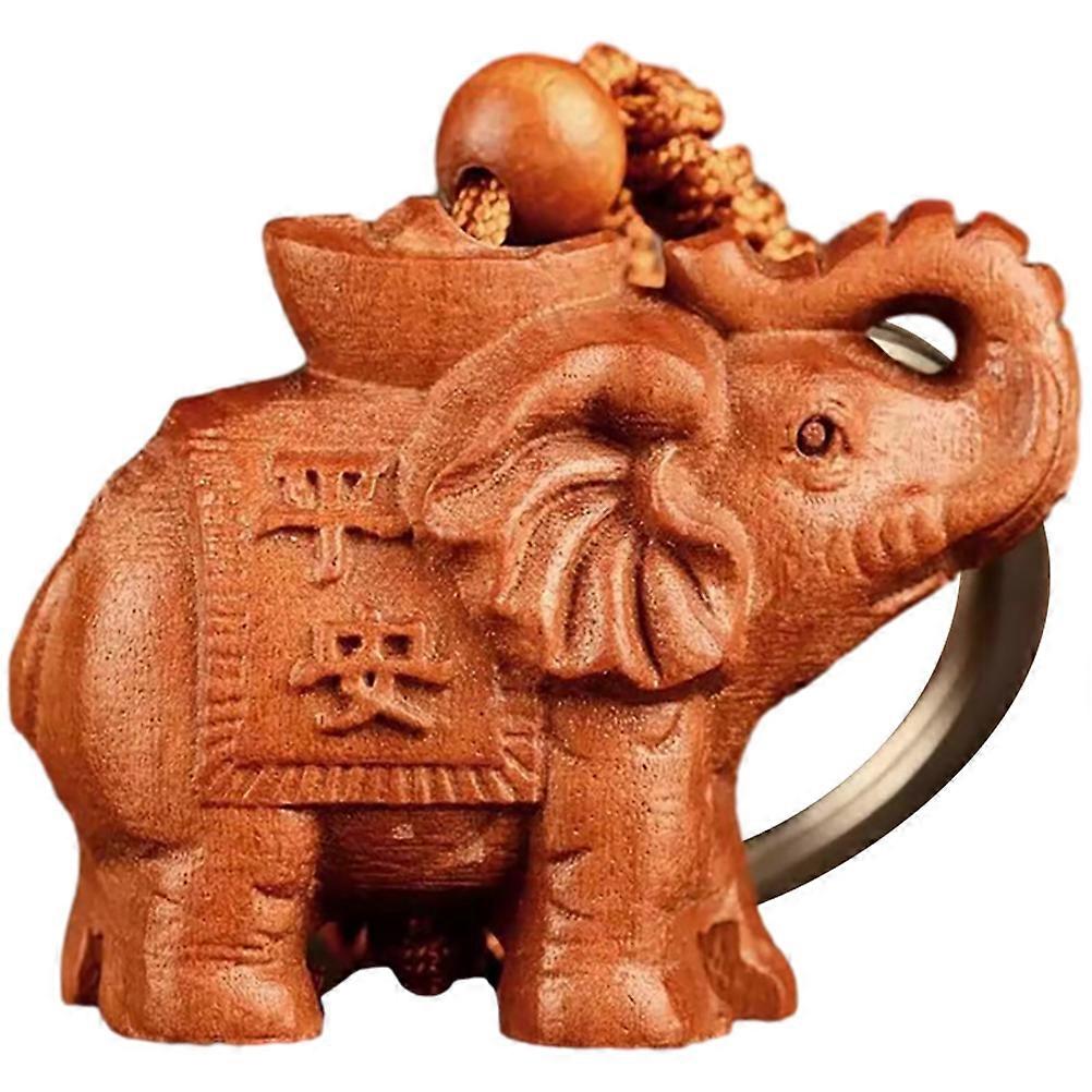 Wood Carved Elephant Charm Key Chain Pendant for DIY Gifts with Assorted Color 2 5 Inch