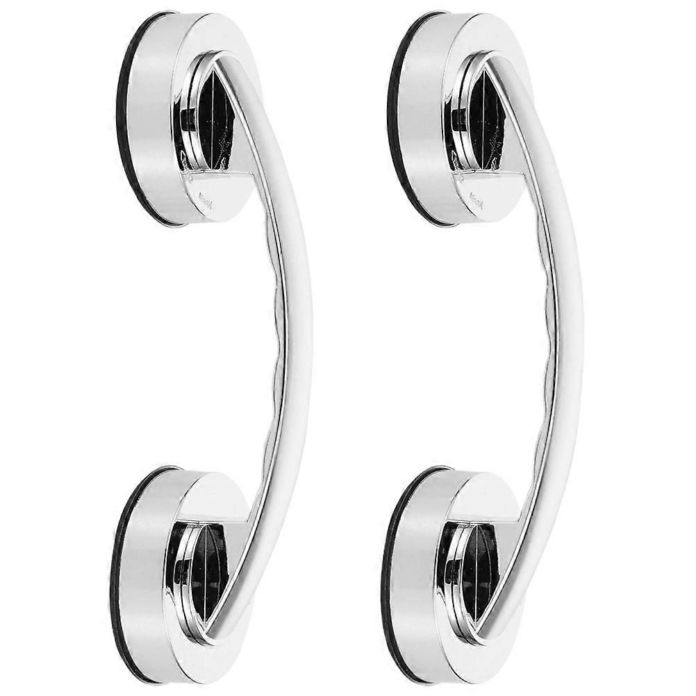 2pcs Suction Cup Shower Handles Strong Adhesive Grab Bars for Bathroom Safety Removable Handrails for Smooth Surfaces Non Invasive Installation