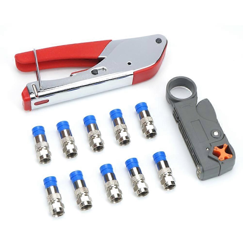 Coax Cable Tool for RG6 RG59 with Adjustable Wire Stripping Pliers and Hexagonal Depth Adjuster Portable Size
