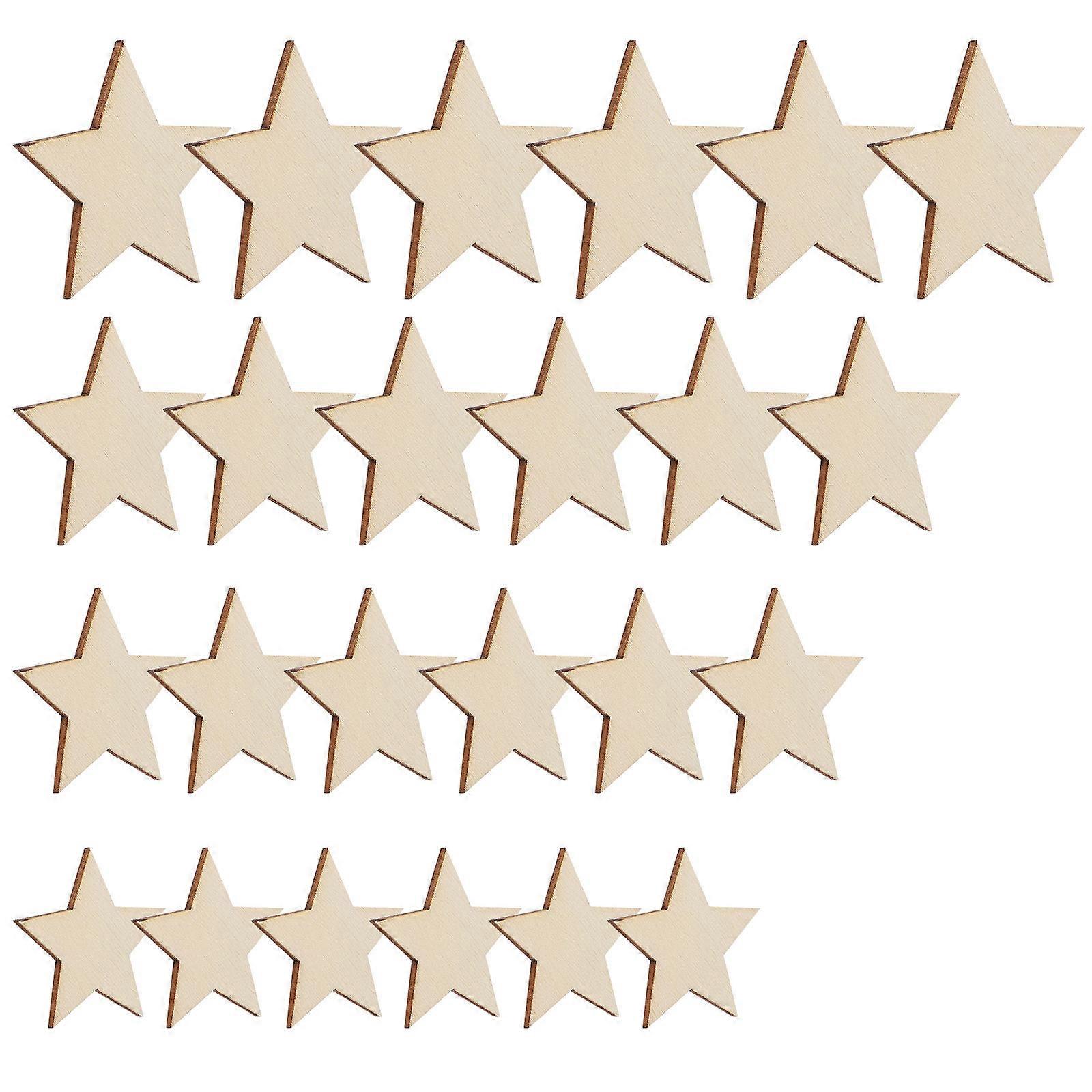 300pcs Star Shape Unfinished Wood Slices for DIY Craft Decoration Made of Smooth Timber Beige