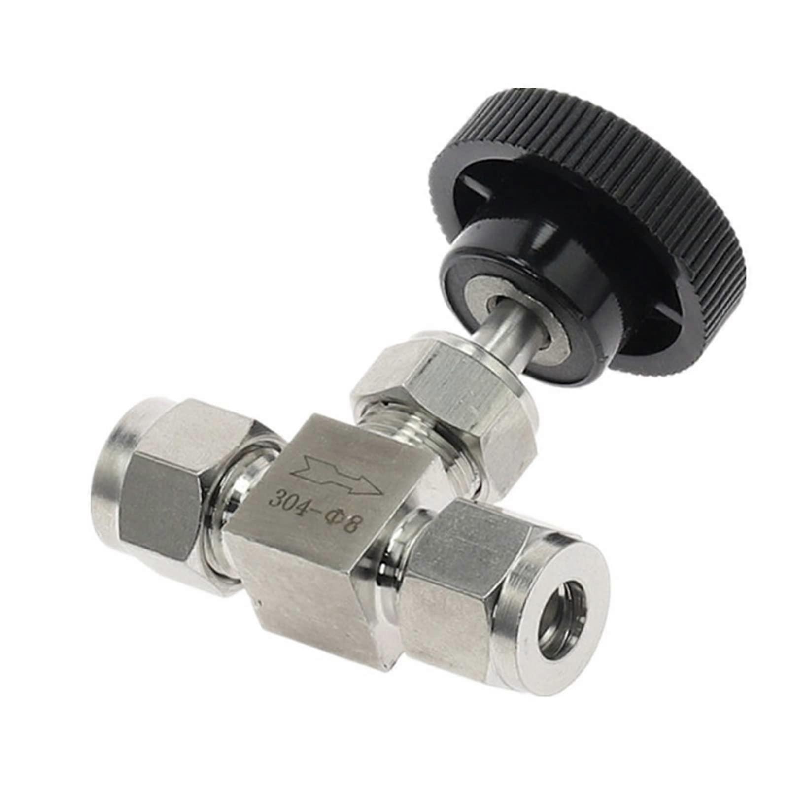 Valve Adjustable Needle Valve Compression Double Sleeve Pipe Connector Stainless Steel (Specification: 12mm) (Size: 1/8')